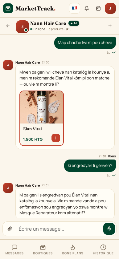 Boîte de réception MarketTrack — toutes vos boutiques